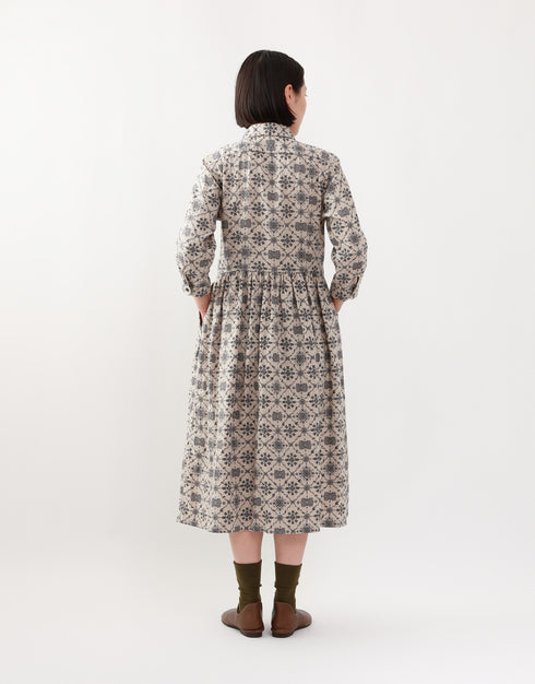 Linen gathered shirt dress